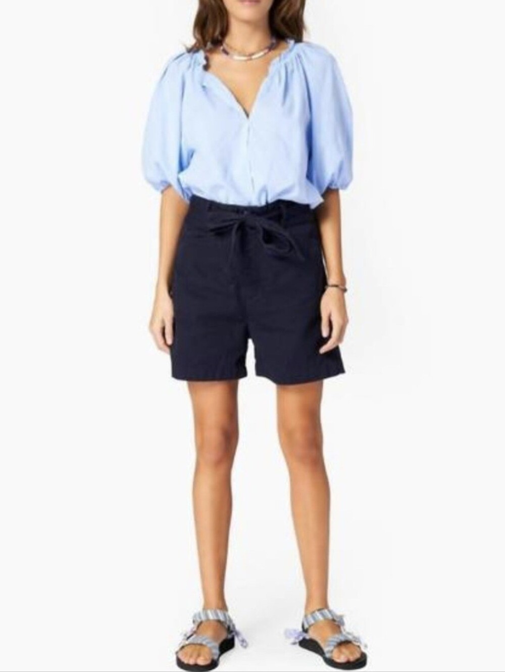 NEW Xirena Tyler Shorts Navy Blue Twill Belted Size XS